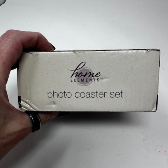 Home Elements Glass Photo Coaster Set Of 4 NIB - Picture 4 of 5